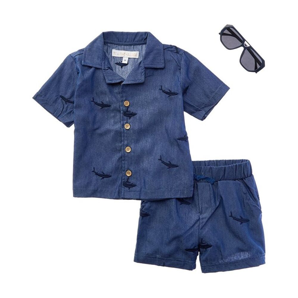 Rachel Zoe Boys  3Pc Bodysuit & Short Set, Blue